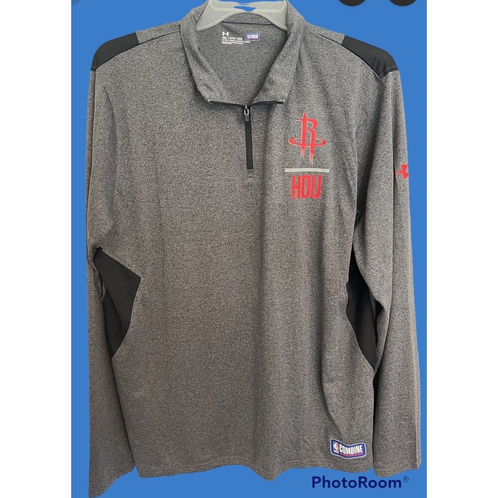 Under Armour Houston Rockets Combine Half Zip Gray Pullover 2XL NBA FREE SHIP!